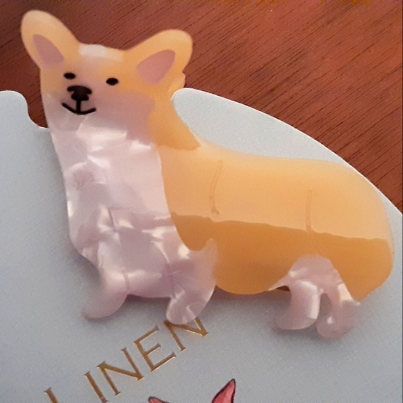 "Pink Linen" Hair Clips: Dogs - Corgi, Dachshund, Frenchie - Picture 2 of 7